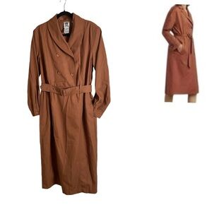 Vintage Together Terracotta Brown Long Sleeve Dress with pockets size 16